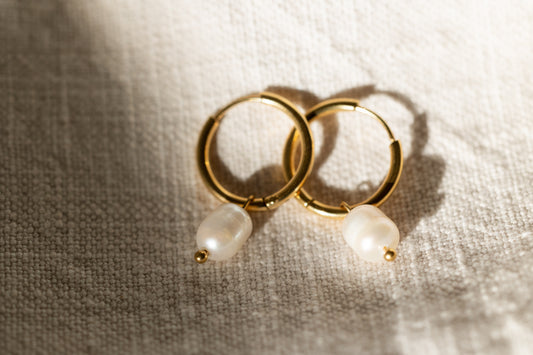 Pearl Charm Hoops