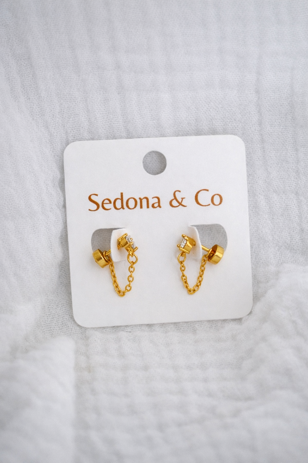 CZ Drop Chain Screw Backs pair