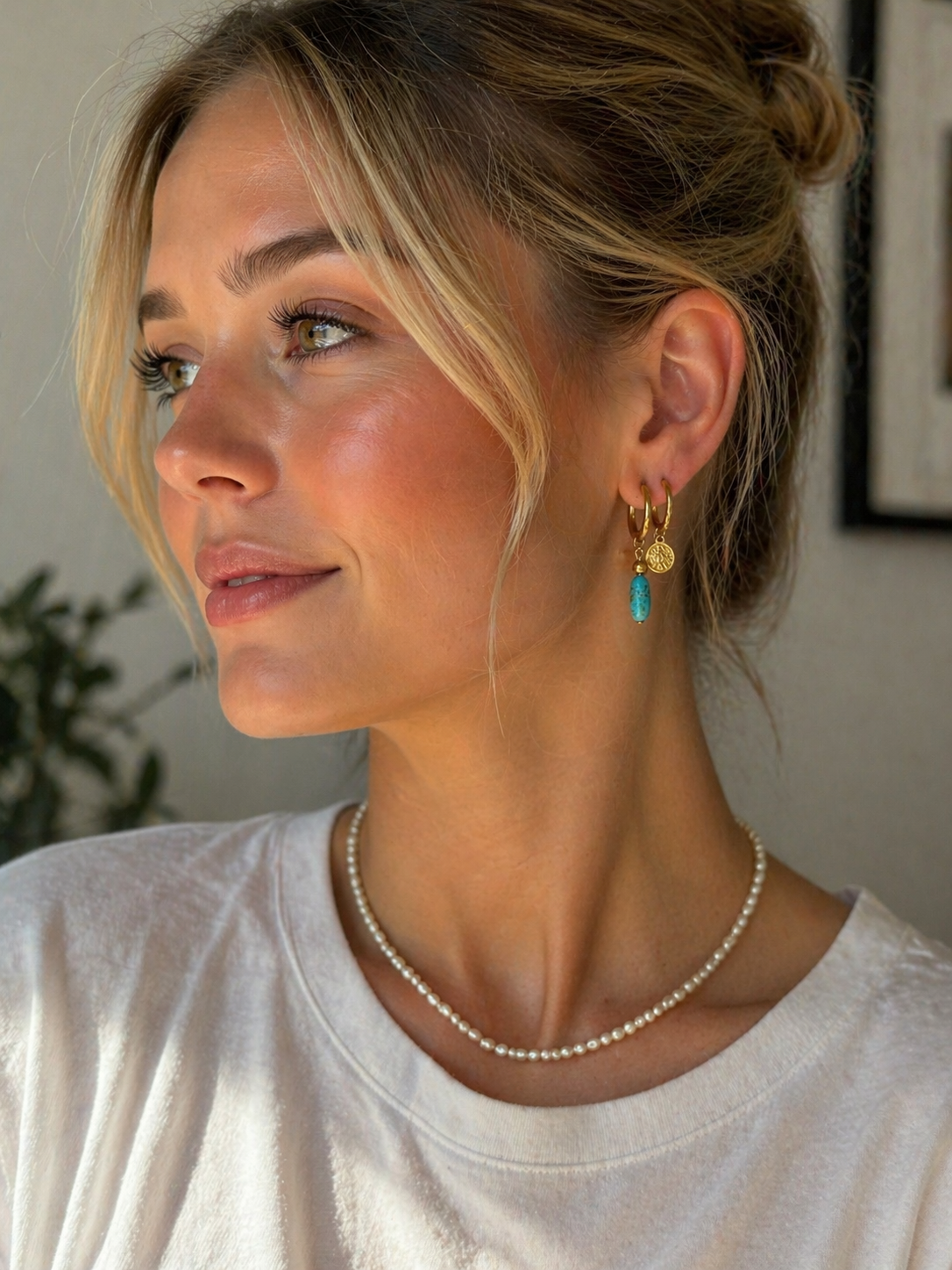 Faith & Still Waters Earrings – Turquoise + Gold Coin