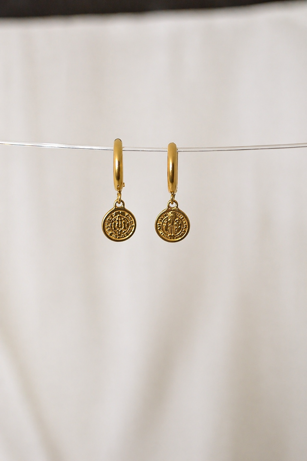Faith Coin Hoop Earrings