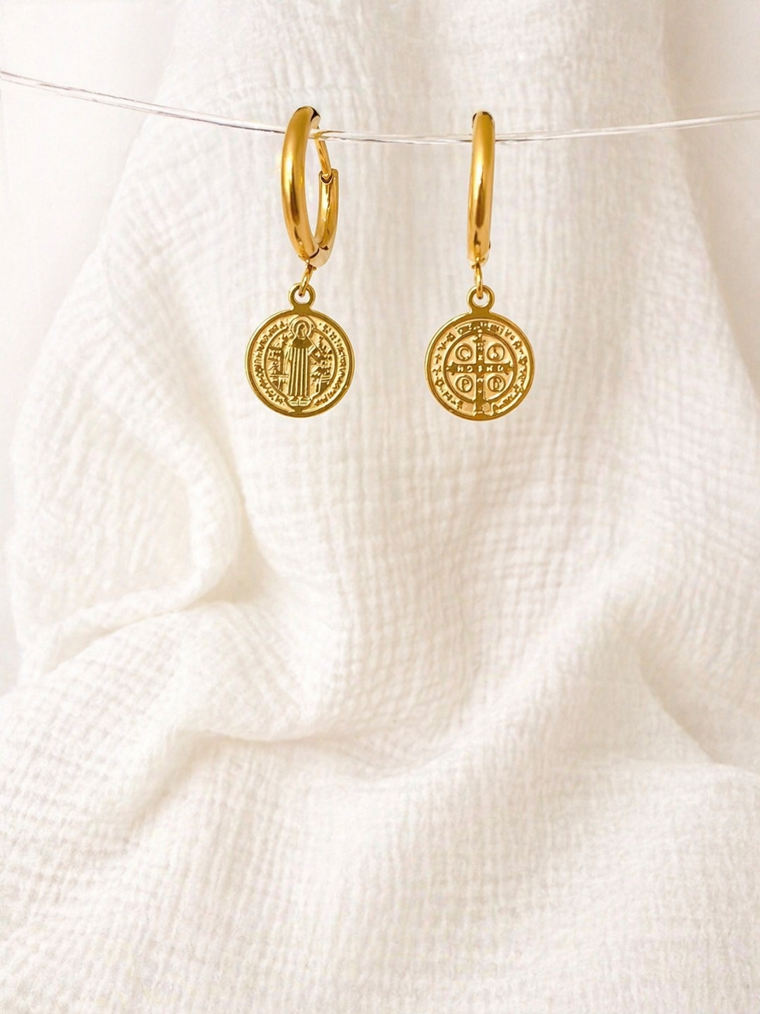 Faith Coin Hoop Earrings