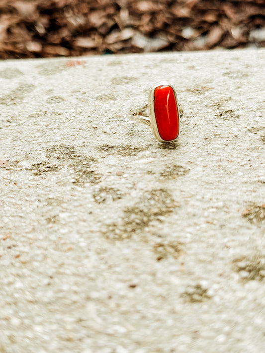 Split Band Red Coral Size 6