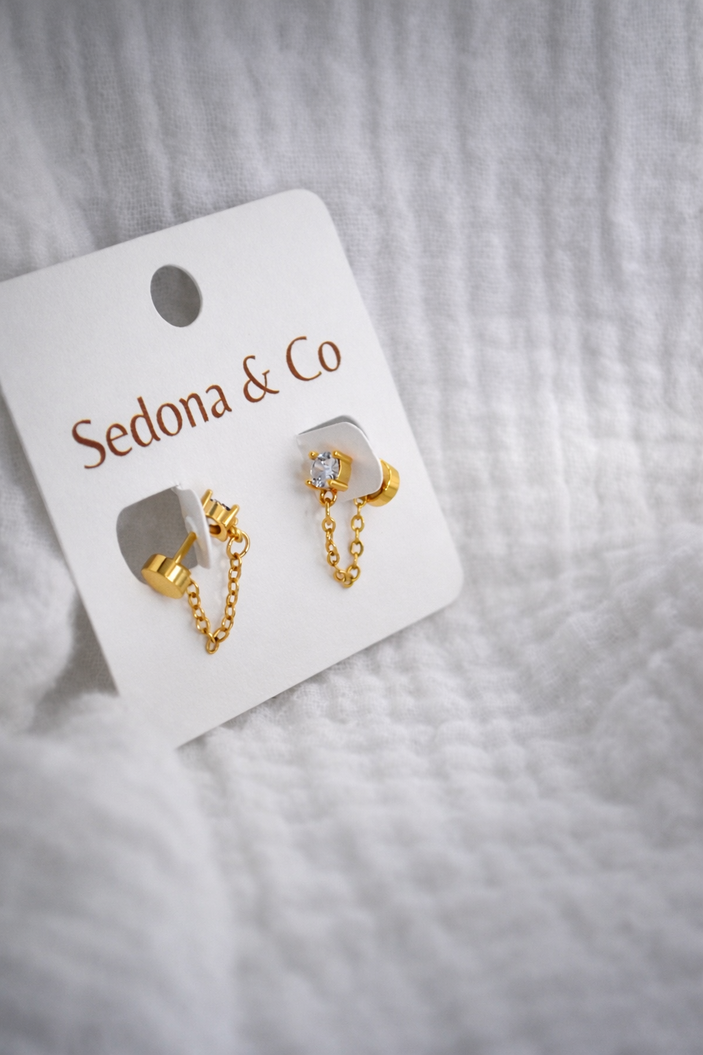 CZ Drop Chain Screw Backs pair
