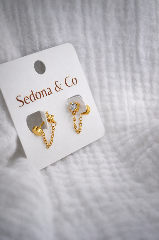 CZ Drop Chain Screw Backs pair
