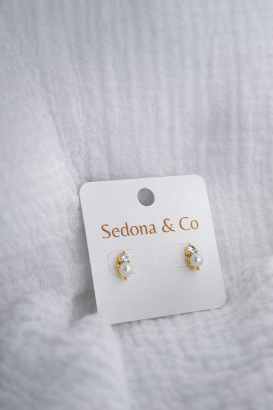 CZ Pearl Screw Backs pair