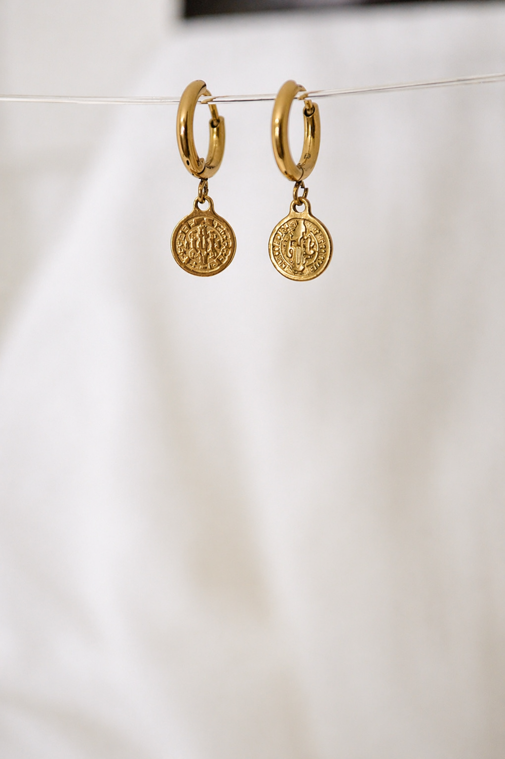 Faith Coin Hoop Earrings