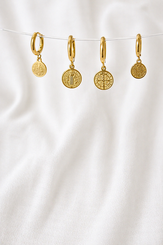 Faith Coin Hoop Earrings