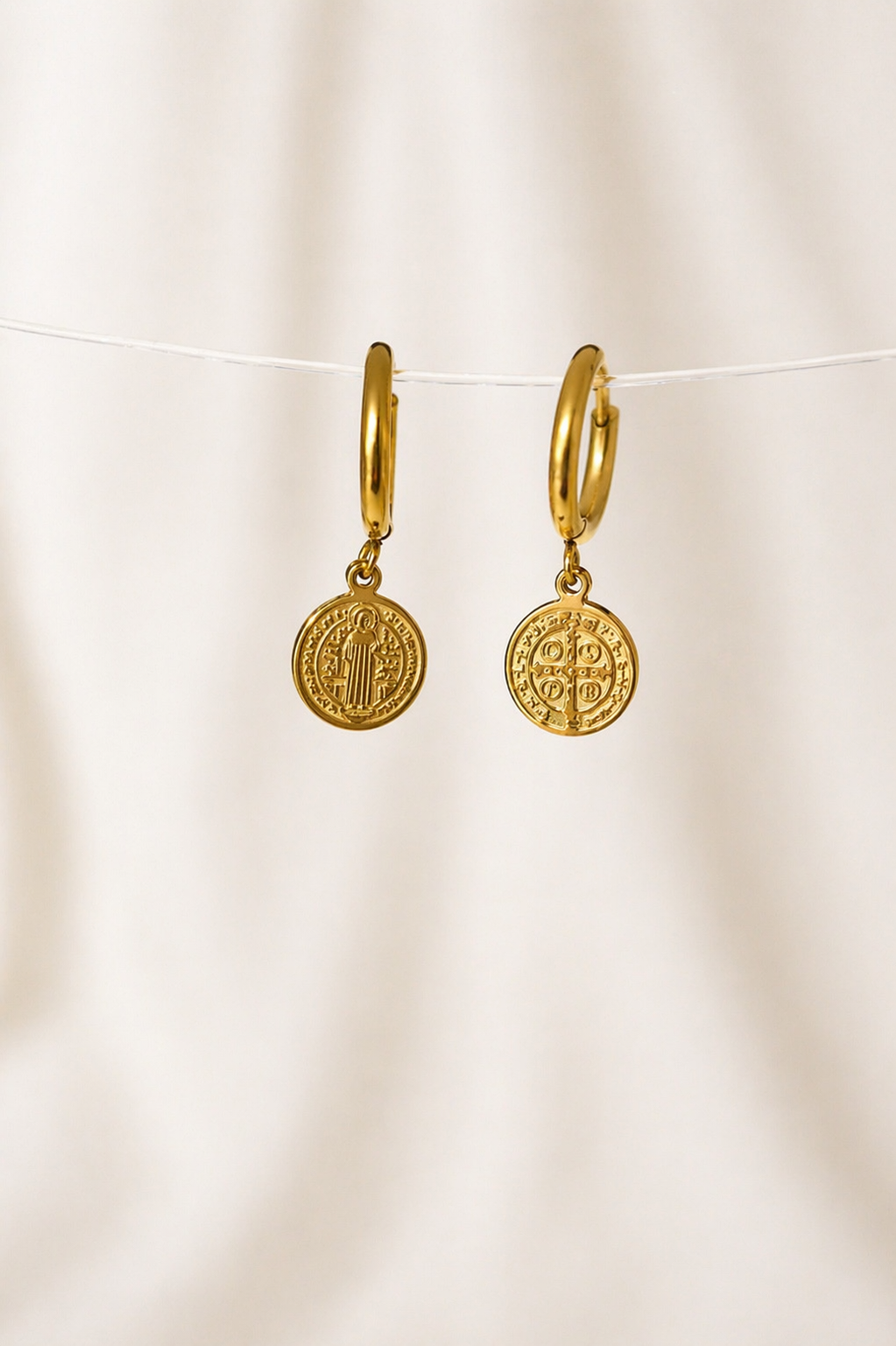 Faith Coin Hoop Earrings