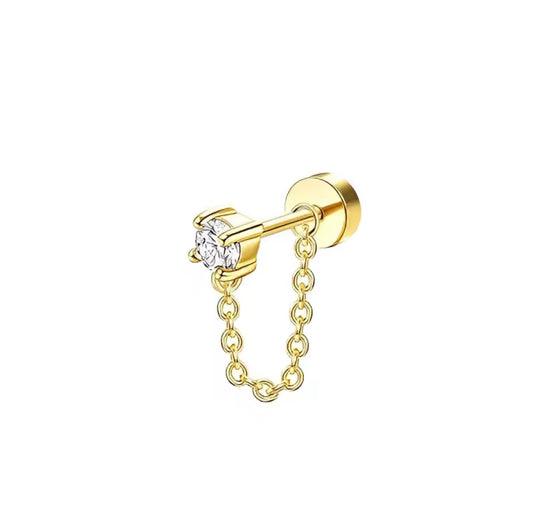 CZ Drop Chain Screw Backs pair