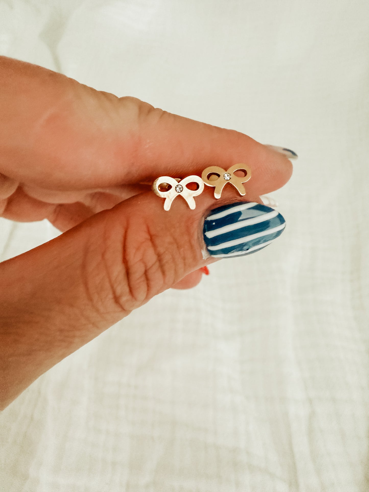 CZ Bow Flat Back Studs