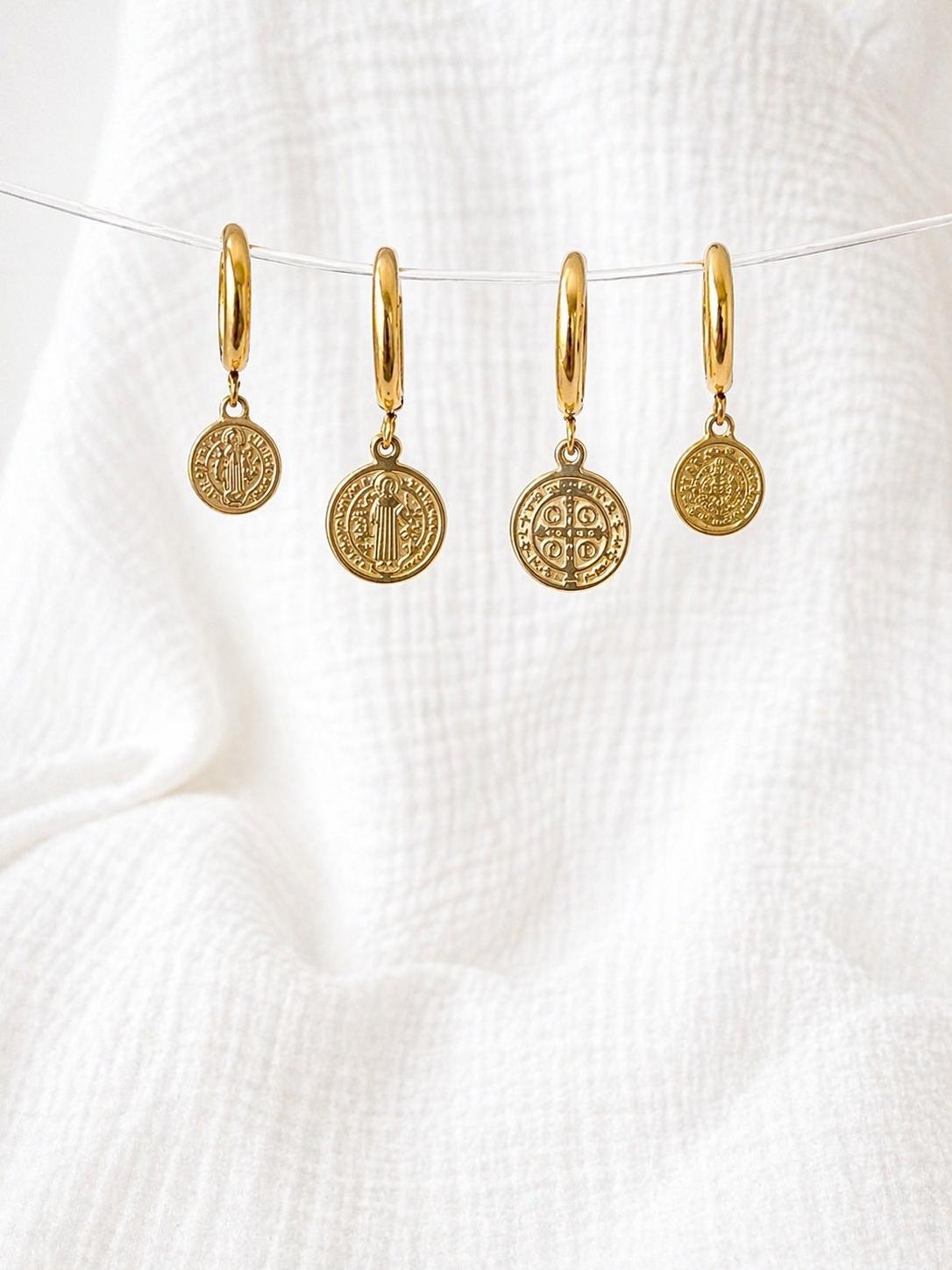 Faith Coin Hoop Earrings