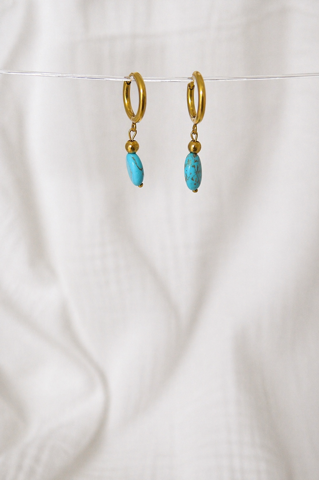 Faith & Still Waters Earrings – Turquoise + Gold Coin