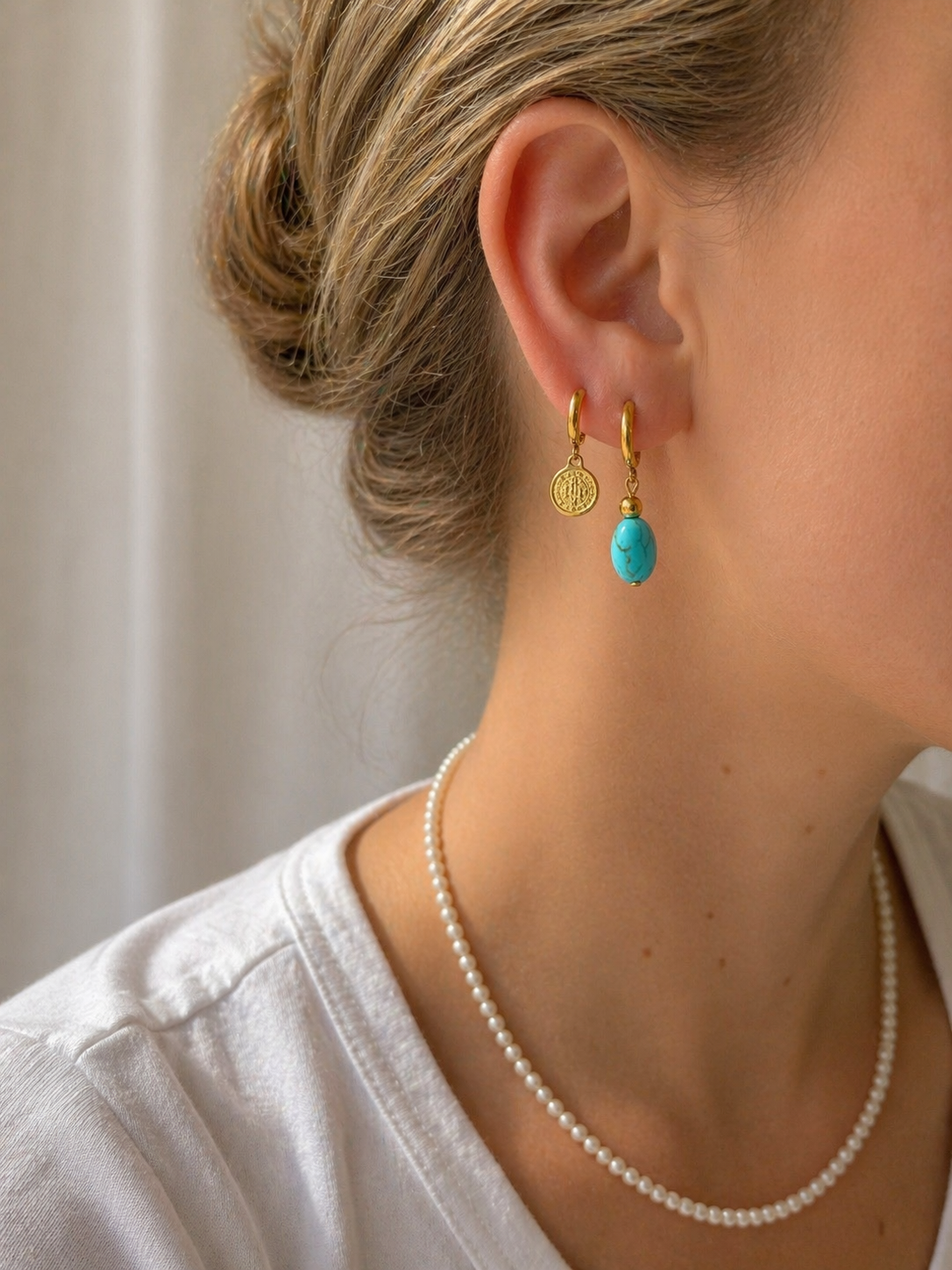 Faith Coin Hoop Earrings